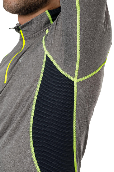 Футболка мужская Mizuno Wool H/Z  Сер/Желт - Фото 8 большая