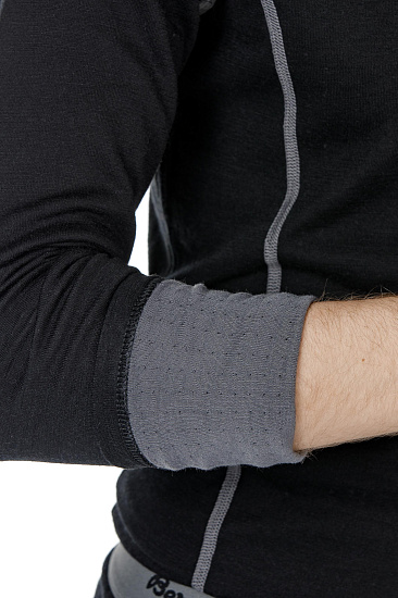 Футболка мужская Bergans Akeleie Half Zip Black - Фото 4 большая