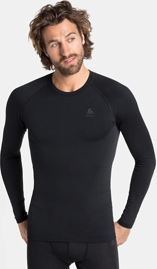 Лонгслив мужской Odlo Performance Warm Eco Black/Graphite Grey - Фото 3 большая