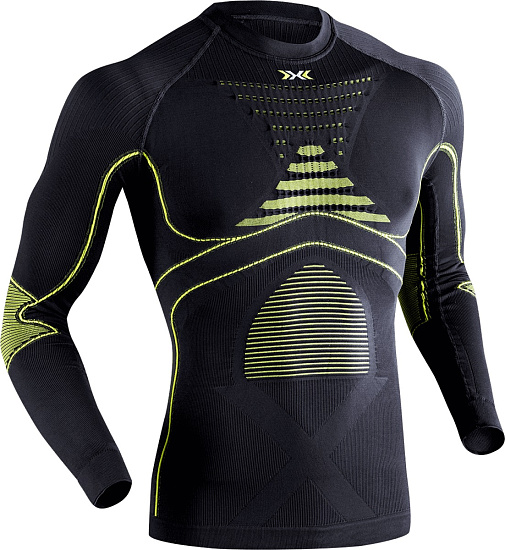 Футболка мужская X-Bionic Energy Accumulator Evo LS Round Neck Charcoal/Yellow - Фото 1 большая