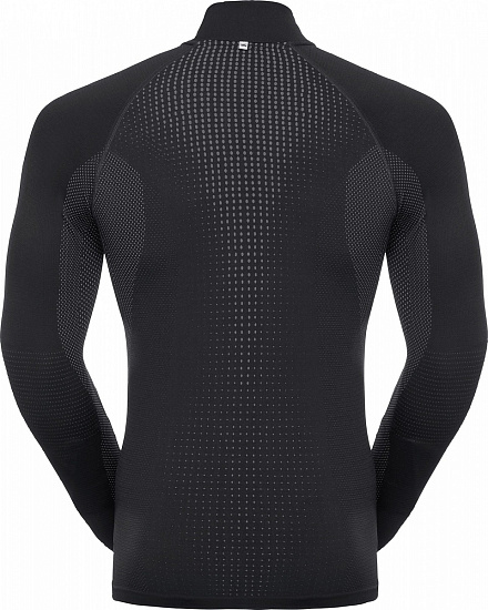 Футболка мужская Odlo Top 1/2 Zip Performance Warm Черный/Серый - Фото 2 большая