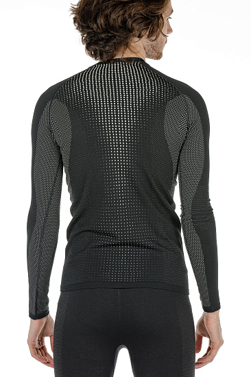 Футболка мужская Odlo Top L/S Performance Warm Черный/Серый - Фото 3 большая