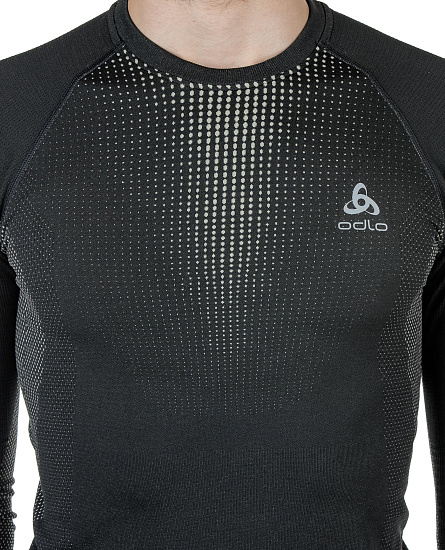 Футболка мужская Odlo Top L/S Performance Warm Черный/Серый - Фото 5 большая