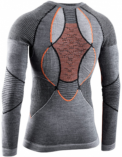 Футболка мужская X-Bionic Apani 4.0 Merino Round Neck Long Black/Grey/Orange - Фото 2 большая