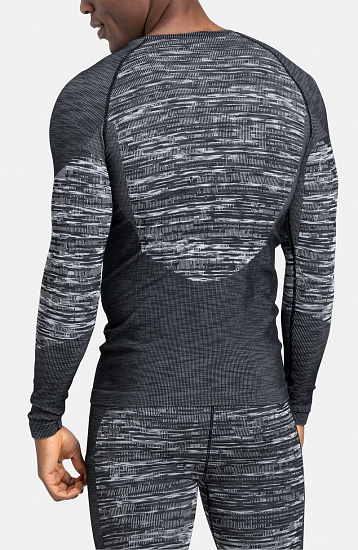 Лонгслив мужской Odlo Blackcomb EcoTop Crew Neck Ls Black/Space Dye - Фото 4 большая