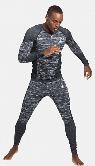 Лонгслив мужской Odlo Blackcomb EcoTop Crew Neck Ls Black/Space Dye - Фото 5 большая
