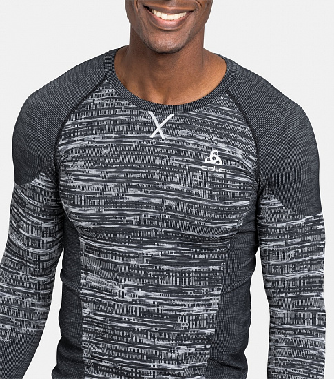 Лонгслив мужской Odlo Blackcomb EcoTop Crew Neck Ls Black/Space Dye - Фото 7 большая