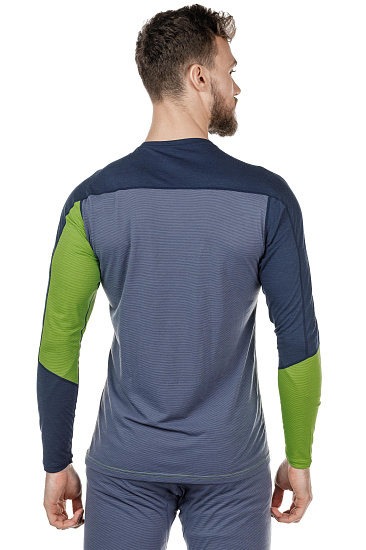 Футболка мужская Norrona Equaliser Merino Round Neck Bamboo Green/Vintage Indigo - Фото 4 большая