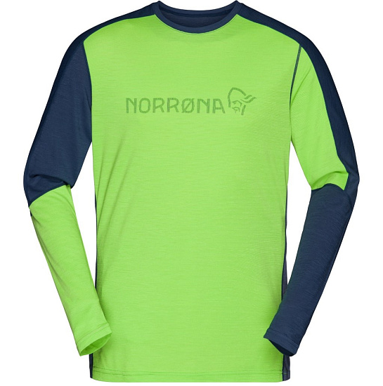 Футболка мужская Norrona Equaliser Merino Round Neck Bamboo Green/Vintage Indigo - Фото 1 большая