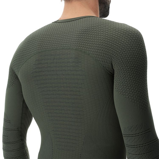 Футболка мужская UYN Ambityon Defender Uw Lg_Sl.Round Neck Tactical Green/Anthracite - Фото 3 большая