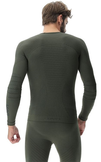 Футболка мужская UYN Ambityon Defender Uw Lg_Sl.Round Neck Tactical Green/Anthracite - Фото 7 большая