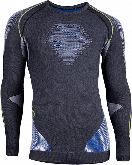 Футболка мужская UYN Evolutyon Uw Lg_Sl Melange Anthracite Melange/Blue/Yellow - Фото 1 большая