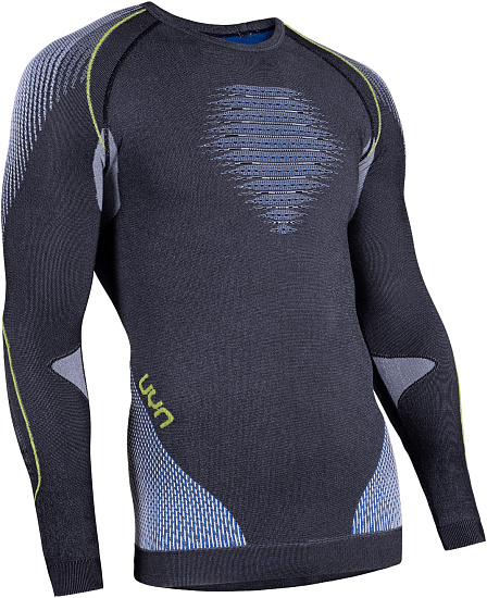 Футболка мужская UYN Evolutyon Uw Lg_Sl Melange Anthracite Melange/Blue/Yellow - Фото 3 большая