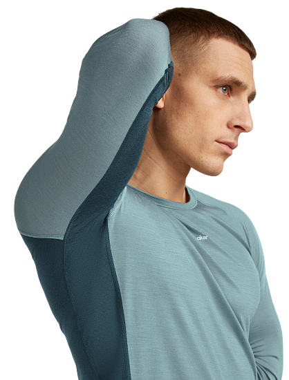 Лонгслив мужской Icebreaker Merino 125 Zoneknit Crewe Abyss/Blue Ash/Cb - Фото 6 большая