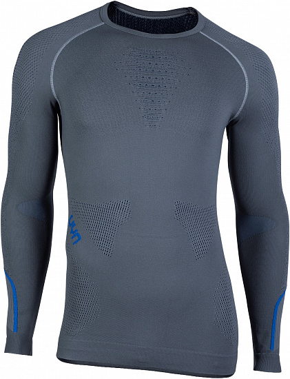 Футболка мужская UYN Ambityon Uw Lg_Sl Medium Grey/Blue/Royal Blue - Фото 1 большая