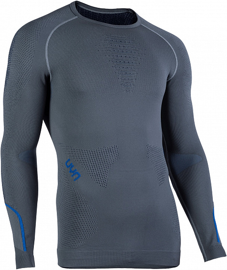 Футболка мужская UYN Ambityon Uw Lg_Sl Medium Grey/Blue/Royal Blue - Фото 3 большая