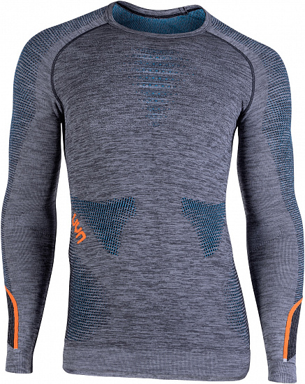 Лонгслив мужской UYN Ambityon Uw Lg_Sl Melange Black Melange/Atlantic/Orange Shiny - Фото 1 большая