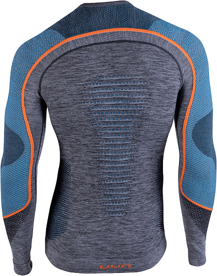 Лонгслив мужской UYN Ambityon Uw Lg_Sl Melange Black Melange/Atlantic/Orange Shiny - Фото 2 большая