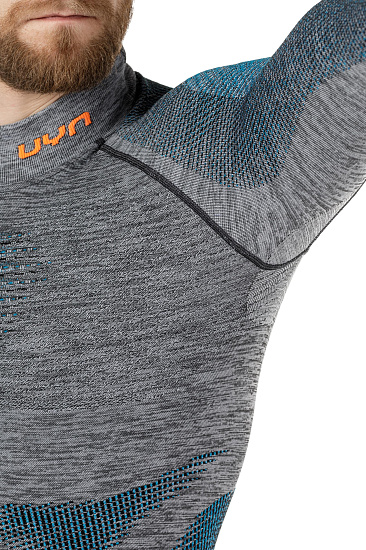Лонгслив мужской UYN Ambityon Uw Lg_Sl Melange Turtleneck Black Melange/Atlantic/Orange Shiny - Фото 4 большая