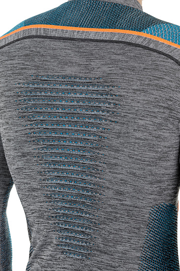 Лонгслив мужской UYN Ambityon Uw Lg_Sl Melange Turtleneck Black Melange/Atlantic/Orange Shiny - Фото 6 большая
