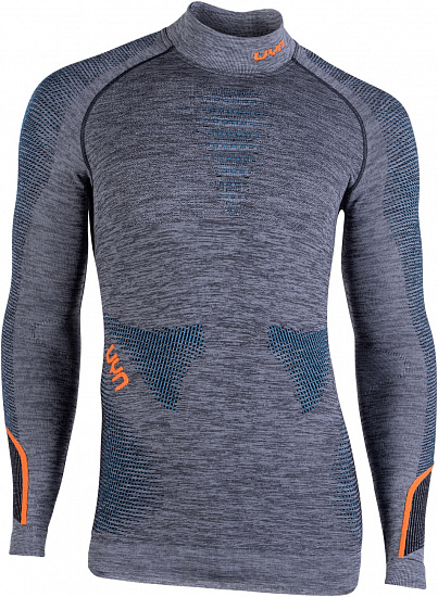 Лонгслив мужской UYN Ambityon Uw Lg_Sl Melange Turtleneck Black Melange/Atlantic/Orange Shiny - Фото 1 большая