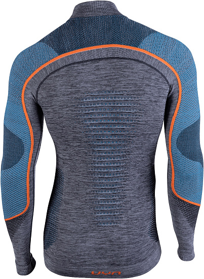 Лонгслив мужской UYN Ambityon Uw Lg_Sl Melange Turtleneck Black Melange/Atlantic/Orange Shiny - Фото 2 большая