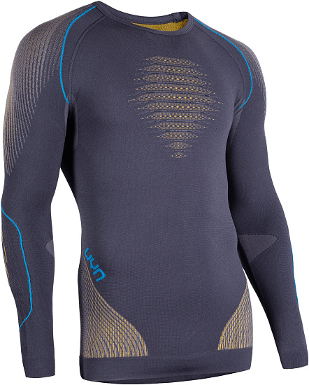 Лонгслив мужской UYN Evolutyon Uw Lg_Sl Charcoal/Gold/Atlantic - Фото 3 большая