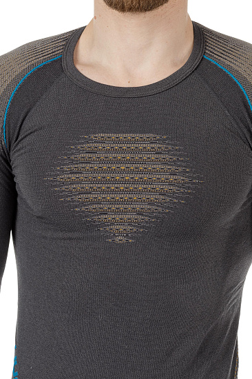 Лонгслив мужской UYN Evolutyon Uw Lg_Sl Charcoal/Gold/Atlantic - Фото 8 большая