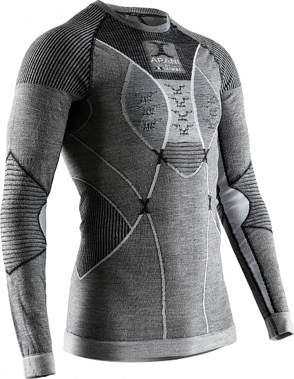 Футболка мужская X-Bionic Apani 4.0 Merino Round Neck Lg Sl Black/Grey/White - Фото 1 большая