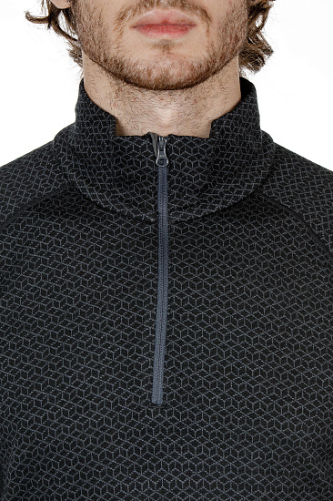 Футболка мужская Bergans Snoull Half Zip Black/SolidCharcoal - Фото 2 большая