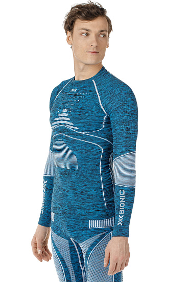 Футболка мужская X-Bionic Accumulator Evo Melange UW SH SL Round Neck Blue Melange/White - Фото 5 большая