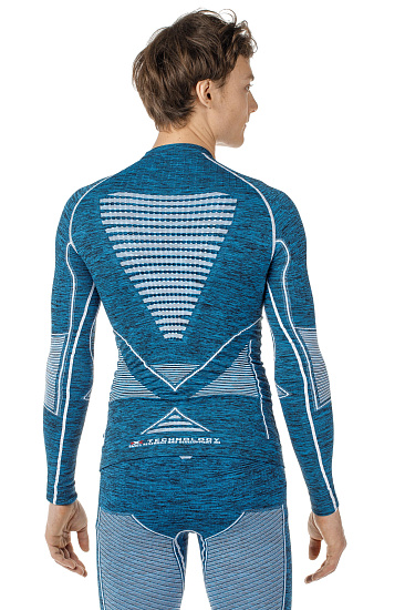 Футболка мужская X-Bionic Accumulator Evo Melange UW SH SL Round Neck Blue Melange/White - Фото 6 большая