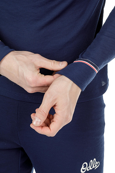 Футболка мужская Odlo Bl Top Crew Neck L/S Active Warm Originals Темно-Синий - Фото 7 большая