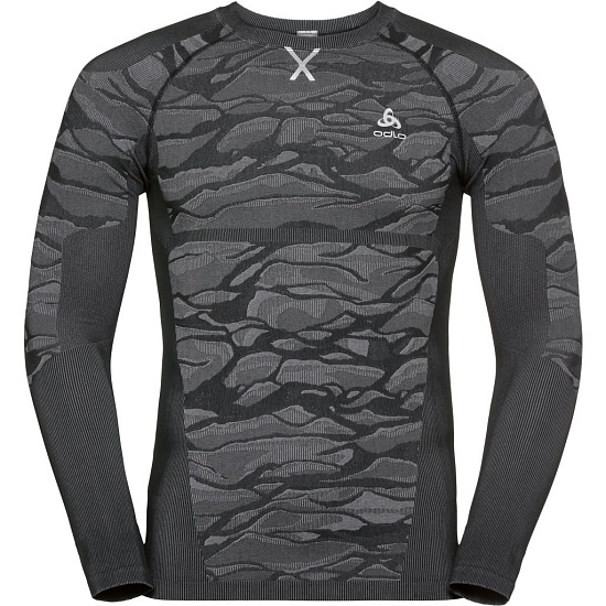 Футболка мужская Odlo Crew Neck L/S Blackcomb Черный/Серый - Фото 1 большая