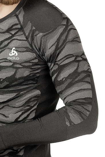 Футболка мужская Odlo Crew Neck L/S Blackcomb Черный/Серый - Фото 6 большая