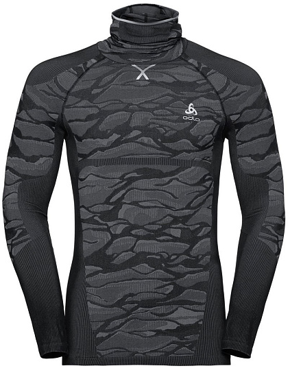 Футболка мужская Odlo Bl Top With Facemask L /S Blackcomb Черный/Серый - Фото 1 большая