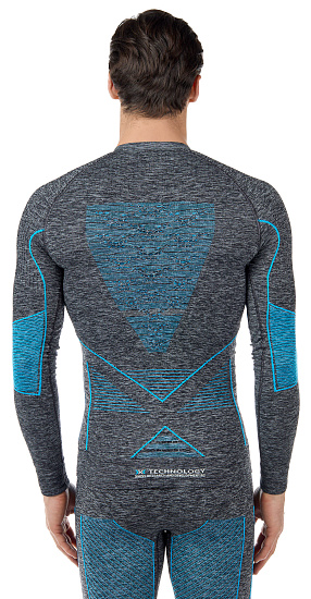 Лонгслив мужской X-Bionic Energy Accumulator 4.0 Melange Dark Grey Melange/Blue - Фото 6 большая