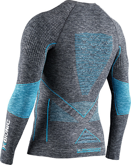 Лонгслив мужской X-Bionic Energy Accumulator 4.0 Melange Dark Grey Melange/Blue - Фото 2 большая