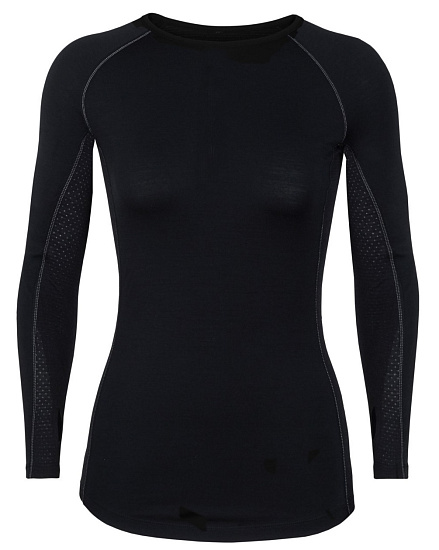 Футболка женская Icebreaker 200 Zone LS Crewe Black/Mineral - Фото 1 большая