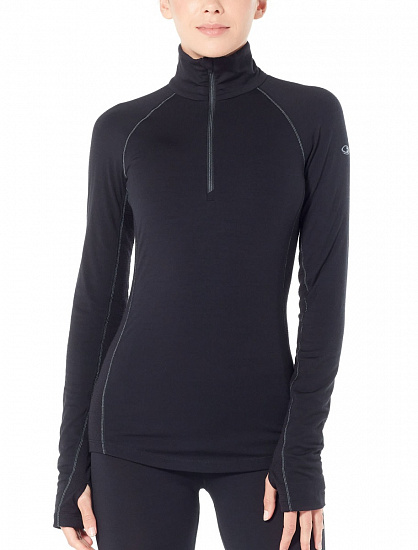 Футболка женская Icebreaker 200 Zone LS Half Zip Black/Mineral - Фото 2 большая
