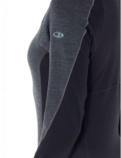Футболка женская Icebreaker 260 Zone LS Crewe Jet Hthr/Black/Snow - Фото 3 большая