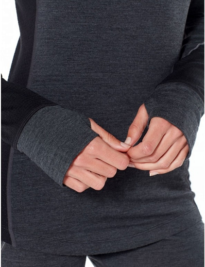 Футболка женская Icebreaker 260 Zone LS Crewe Jet Hthr/Black/Snow - Фото 4 большая