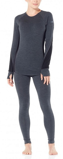 Футболка женская Icebreaker 260 Zone LS Crewe Jet Hthr/Black/Snow - Фото 5 большая