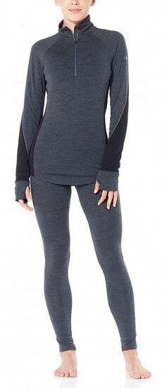 Футболка женская Icebreaker 260 Zone LS Half Zip Jet Hthr/Black/Snow - Фото 5 большая