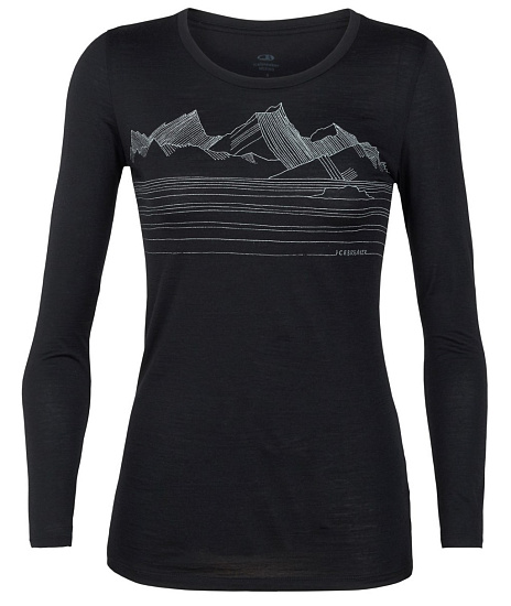 Футболка женская Icebreaker Tech Lite LS Low Crewe Approach Black - Фото 1 большая