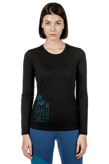 Футболка женская Ortovox 145 Naked Sheep LS Black Raven - Фото 2 большая