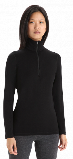 Лонгслив женский Icebreaker 260 Tech Half Zip Black - Фото 1 большая