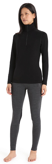 Лонгслив женский Icebreaker 260 Tech Half Zip Black - Фото 3 большая