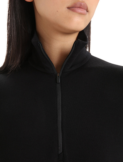 Лонгслив женский Icebreaker 260 Tech Half Zip Black - Фото 4 большая