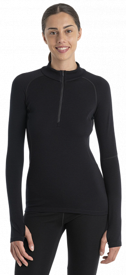 Лонгслив женский Icebreaker 300 MerinoFinePolar Half Zip Black - Фото 1 большая